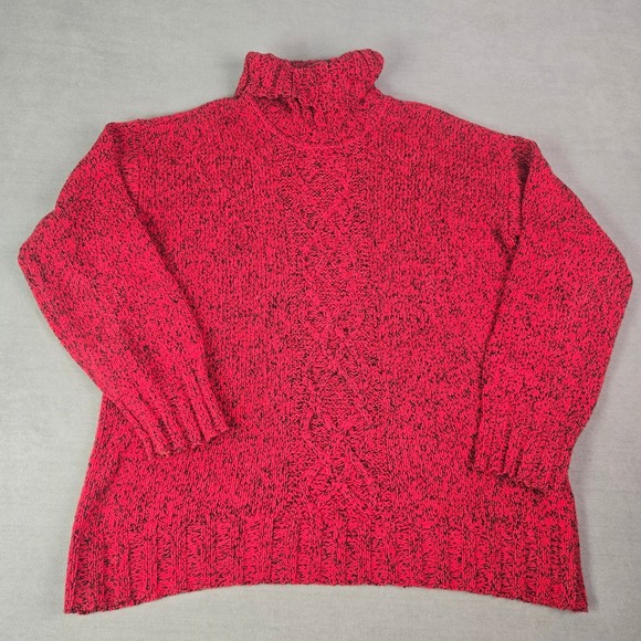 Jones New York Sweaters - Jones New York Sport Red Black Speckled‎ Cable Knit Turtleneck Sweater XL